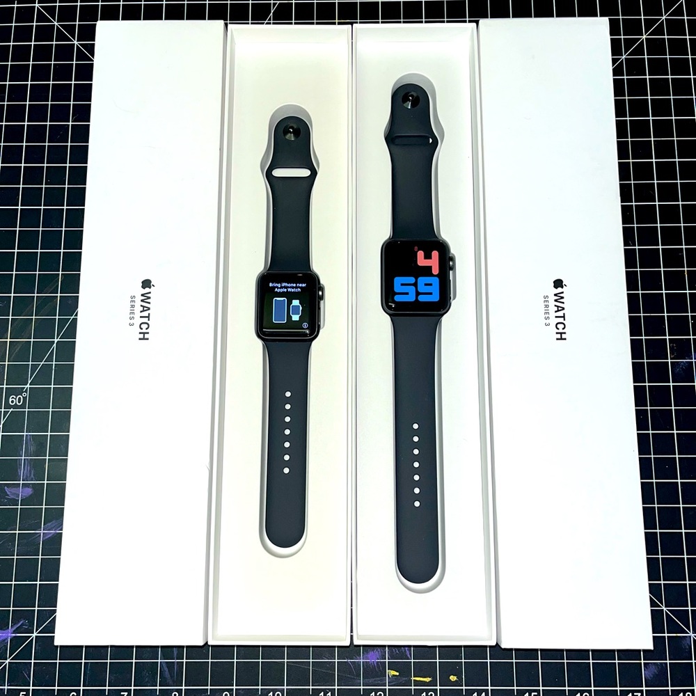 Apple Watch Series 3 38mm & 42mm Both Included Space Gray Black Sport Band